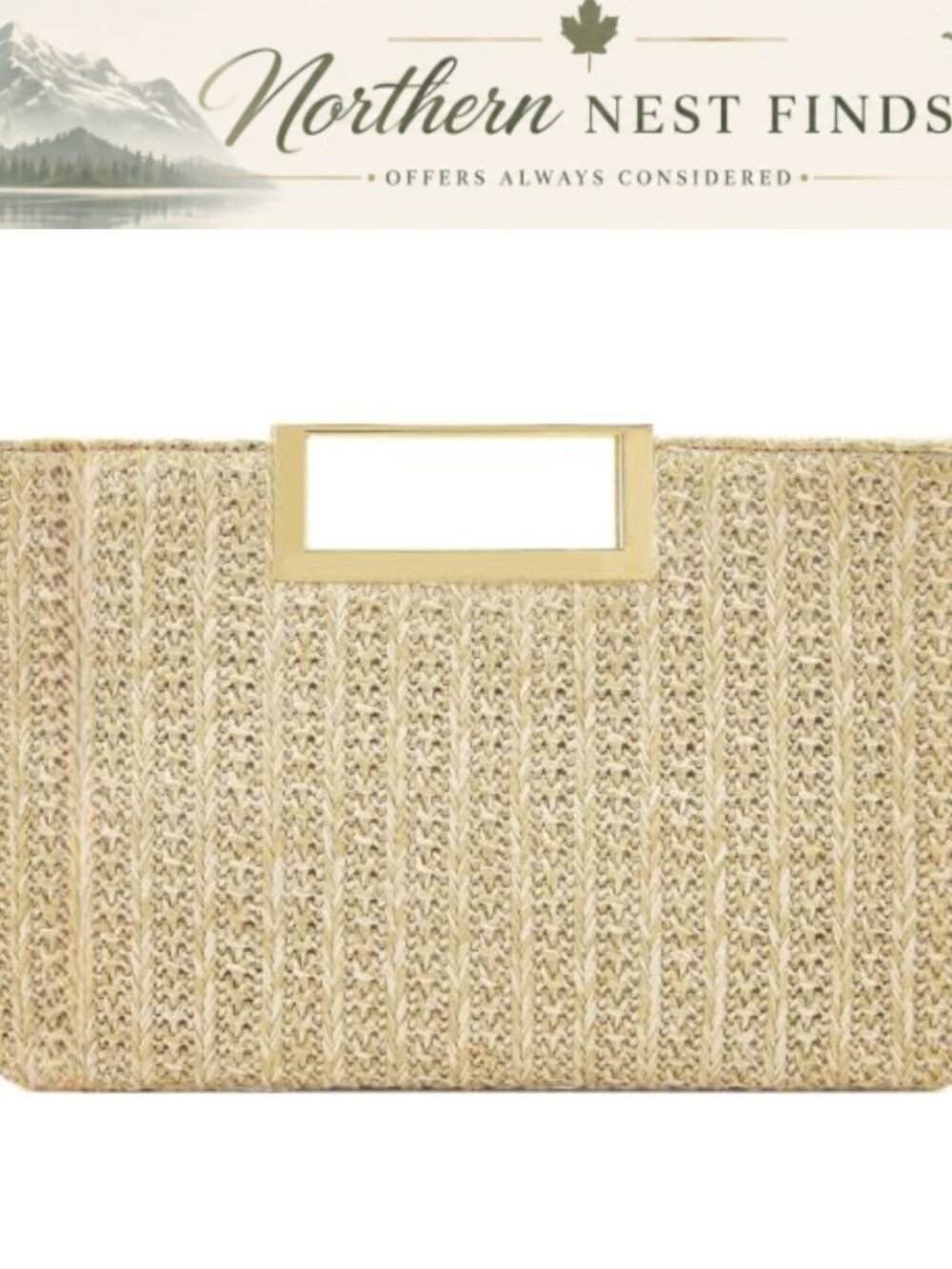 Woven Straw Clutch Top Handle Beach Purse with Chain Strap